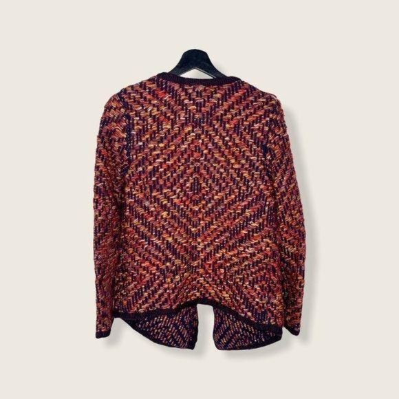 Moth Multicolor Keavy Boucle Open Front Wool Blend Cardigan - Picture 4 of 11
